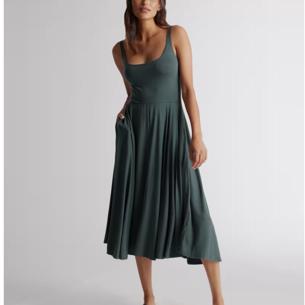 Quince Forest Green Midi Dress